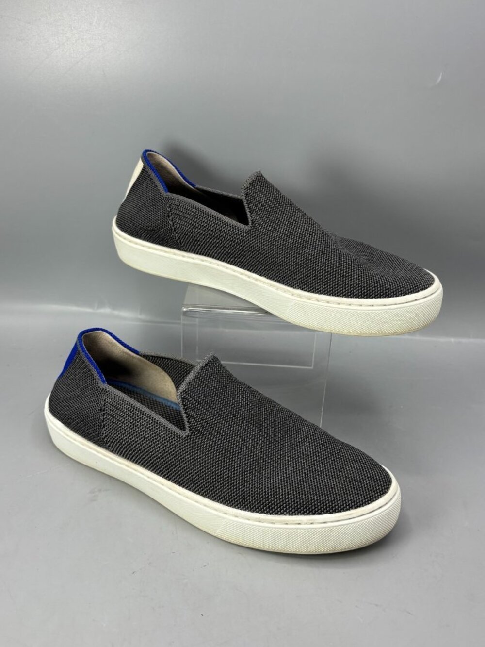 Rothy's The Original Slip On Sneakers Womens 6.5 Gray Heel Stripe Round Toe